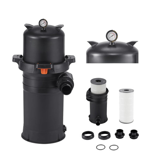 Cartridge Pool Filter, 150 Sq.Ft Area, 9000 GPH, Leak‑Proof Housing, Pressure Gauge & Relief Valve
