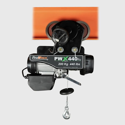 440 lb 110V Pro-X Series Electric Wire Rope Hoist w/Trolley 40 ft. Wireless Upper and Lower Limit Switches S3 ED 20% Duty
