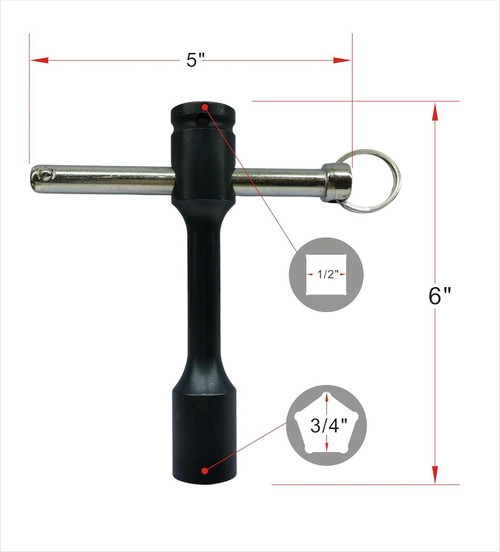Penta Socket Wrench, 3/4" 5-Point, 1/2" Drive, Cr-Mo Alloy Steel