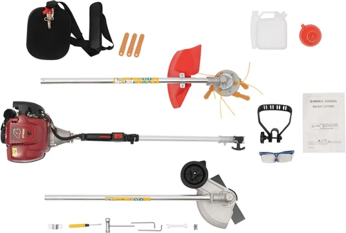 Gas Powered Edger Weed Eater 35.88CC 2 Blade Heads, 4 Stroke Cordless Lawn Edger Gas String Trimmer with Handle & Shoulder Strap for Garden