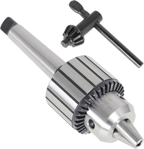 Super Heavy‑Duty Drill Chuck – MT3–JT3, 3/16"–3/4" Triple‑Grip Precision Chuck with Key