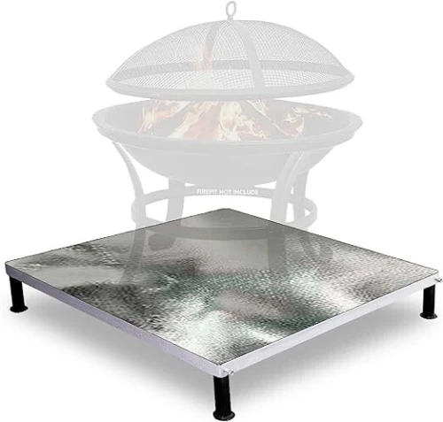 Deck Defender and Grass Guard Fire Pit Heat Shield-Steel 26"x26" Glass