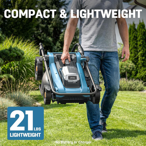 Cordless Electric Lawn Mower 16" Compatible with Makita 18V Battery, 2-in-1 Brushless Push Mower with 5-Position Height Adjustment, Lightweight for Small Yards (Tool Only)