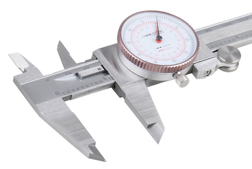 0-6''/0-150 mm by 0.001''/0.02 mm Inch/Metric Dual Needle Precision Dial Caliper Stainless Steel, P920-S236 | 0.001 in/0.02 mm Resolution, +/-0.001 in/0.03 mm Accuracy, Hardened Stainless Steel, 4-Way Measuring