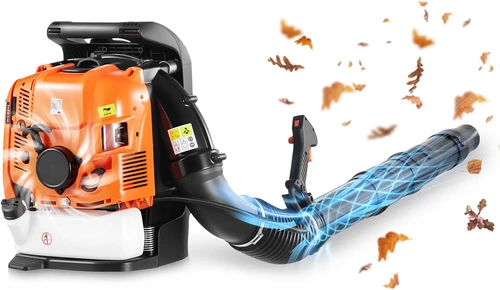 75.6CC 4-Stroke Backpack Leaf Blower Gas Powered 1.8L Fuel Tank, 615 CFM Air Volume, 179 MPH Air Speed, Ideal for Lawn Care, Leaves Cleaning, Yard Debris & Snow Removal