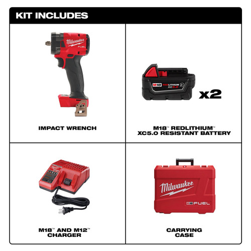 Milwaukee M18 FUEL™ 3/8 " Compact Impact Wrench w/ Friction Ring Kit 2854-22R