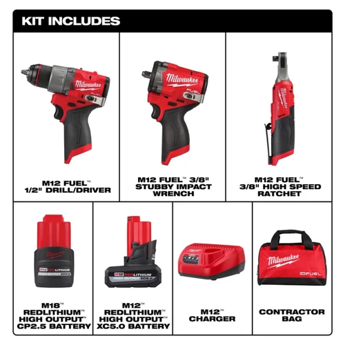 Milwaukee M12 FUEL™ 3-Tool Combo Kit 3424-23
