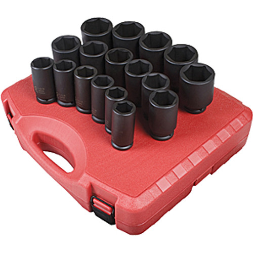 3/4 in  Dr. SAE Deep Impact Socket Set, 17 pc.