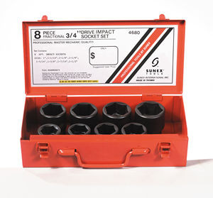 3/4 in. Drive Fractional 6 Point Standard Impact Socket Set - 8 Pc