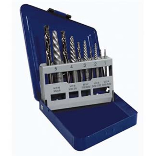 10-pc Spiral Extractor  and  Drill Bit Set in Metal Index