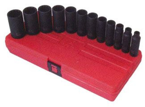 12pc 3/8 in dr.  12 Point Deep Impact Socket Set SAE
