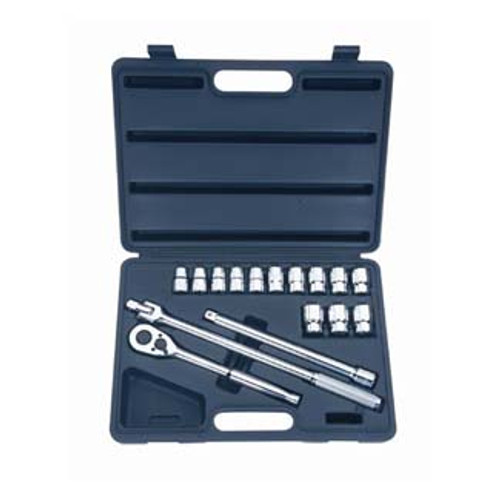 16 Piece Socket Set 1/2 in  Drive-6 Point Metric