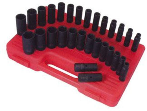 Impact Socket Set 3/8 Inches 26 Piece Impact Sockets, Deep