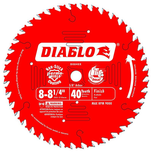 Freud Diablo 8-1/4-Inch 40 Tooth ATB Finishing Saw Blade D0840X