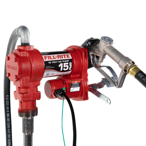Replacement: Fill-Rite FR1210H 12V 15 GPM Fuel Transfer Pump with Discharge Hose & Manual Nozzle | Gasoline, Diesel, Kerosene, Ethanol & Methanol Blends &...