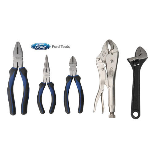 5 Piece Plier Set With Locking Pliers And Adjustable Wrench