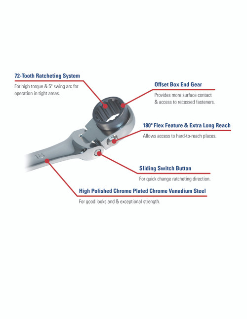 5 Pc. XL Ratcheting Wrench Set with 10 Metric Sizes 5 Pc. XL Ratcheting Wrench Set with 10 Metric Sizes
