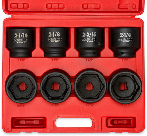 3/4" Drive Jumbo Shallow Impact Socket Set, 8 Piece | SAE (2-1/16" - 2-1/2") | Cr-Mo Steel