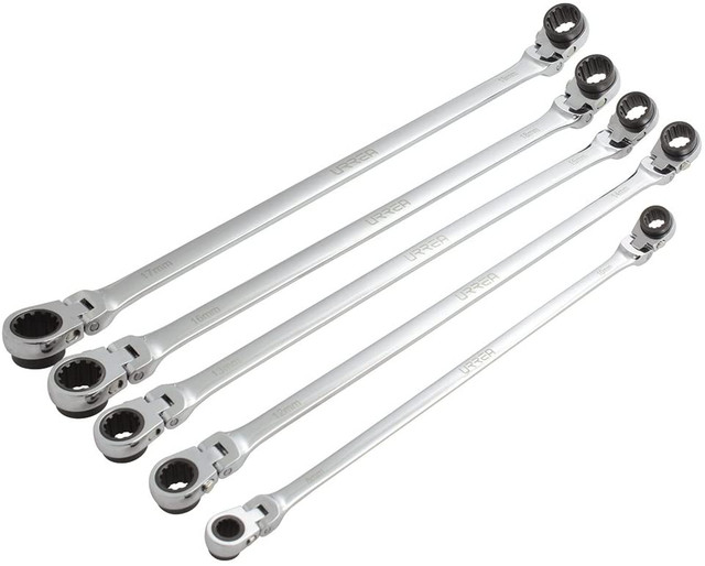 URREA Spline Metric Extra Long Flexible Ratcheting Double Box Wrench
