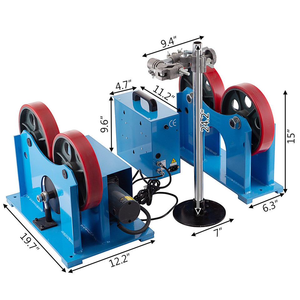 HayWHNKN Tank Turning Welding Rolls – 2200 LB Capacity, 20-800mm Diameter, Adjustable Speed, 110V, With Foot Switch