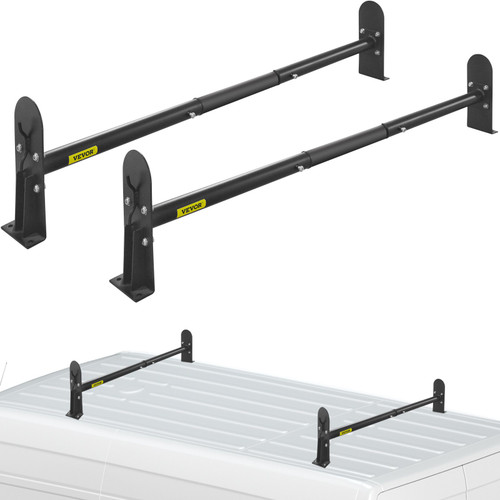 Roof Ladder Rack Van Ladder Rack 34.6'56' Adjustable 2 Bars 661 LBS Black
