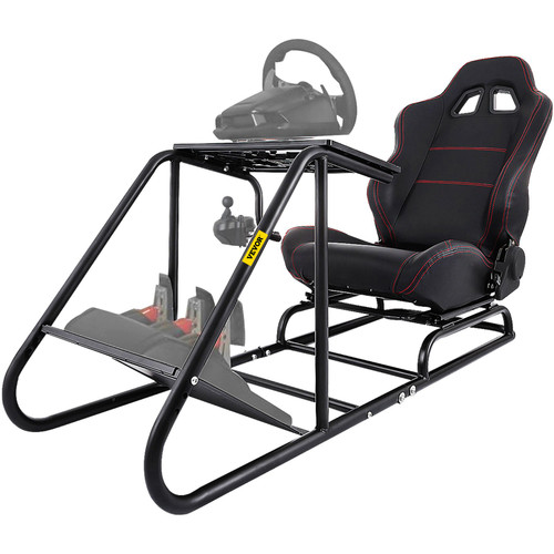 Racing Wheel Stand Pedal and Seat Adjustable Racing Simulator Cockpit Carbon Steel Gaming Wheel Stand Game Chair Highly Compatible with Logitech Wheels Thrustmaster Wheels PS3 4 Xbox 360