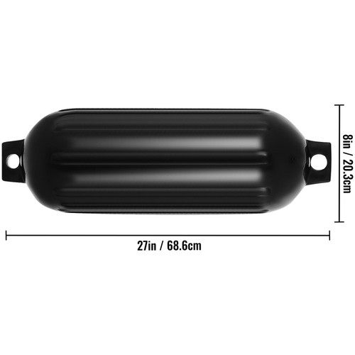 Ribbed Twin Eyes Boat Fender Black Boat Fender Bumper Pack of 4 and