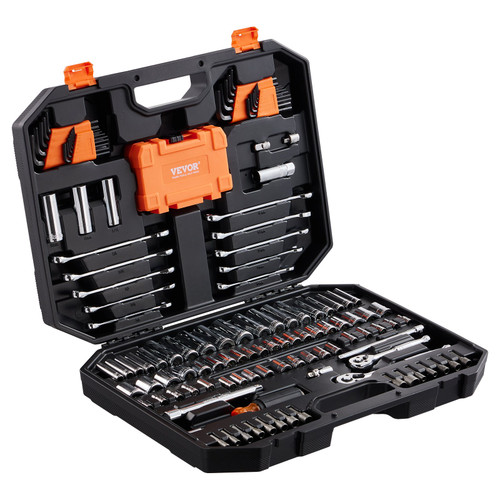 Mechanics Tool Set and Socket Set, 1/4 and 3/8 Drive Deep and Standard  Sockets