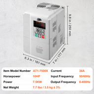 VFD 7.5KW, 34A, 10HP Variable Frequency Drive for 3-Phase Motor Speed Control