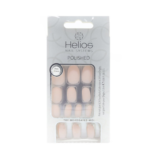 Helios Polished Artificial Nails 24PC - Oval Nude Matte