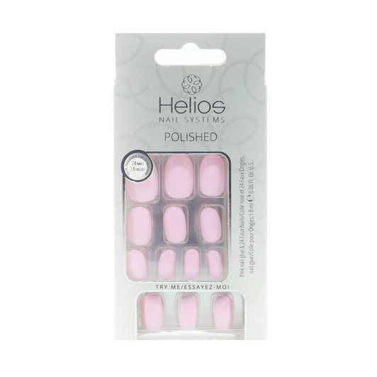 Helios Polished Artificial Nails 24PC - Oval Pale Pink Gloss