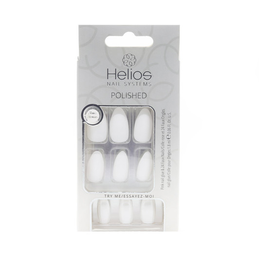 Helios Polished Artificial Nails 24PC - Stiletto White Matte