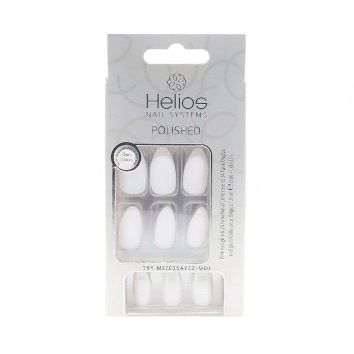 Helios Polished Artificial Nails 24PC - Stiletto White Matte