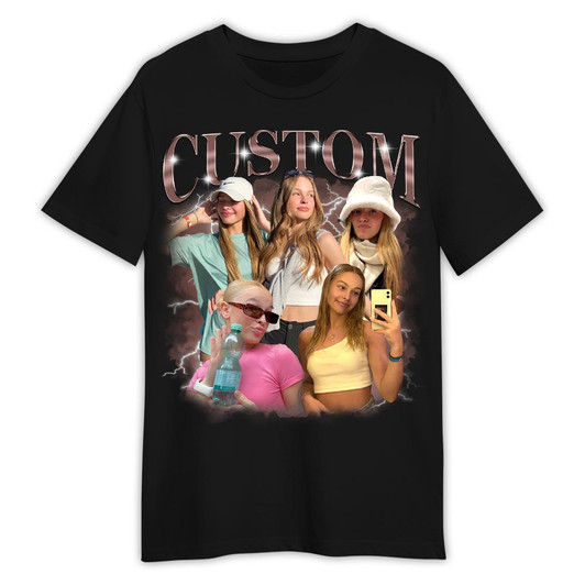 Personalized Own Bootleg 90s Tee, Retro 90s Custom Bootleg Rap Tee, Custom Photo Design Girlfriend Boyfriend Birthday Bootleg