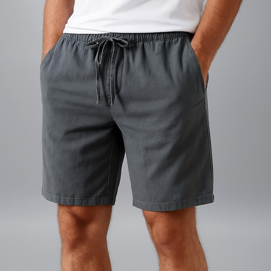Women's Linen Shorts with Pockets - Elastic Waist, Comfortable Relaxed Fit