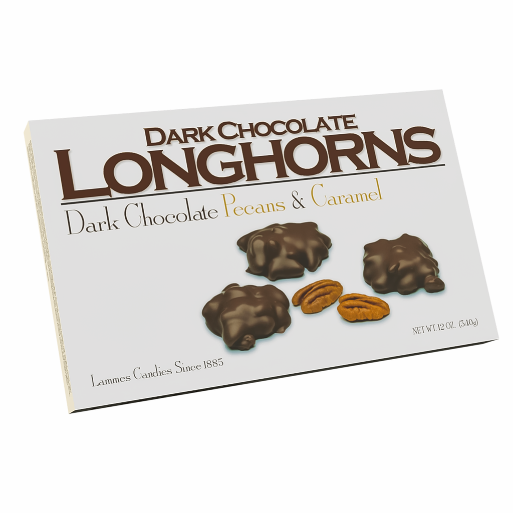 Dark Chocolate Longhorn\Praline Combo Gift Box -  Pecan, Caramel, Chocolate  28oz