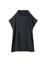 A dark grey kid's hooded towel with a kangaroo pocket, made from 380gsm poly/nylon blend.