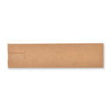 A gold metal pen packaged in a simple brown kraft paper box, suitable for gifting.