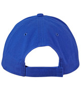 A blue unstructured cap featuring a snapback closure and two ventilation eyelets. It has a plain design without visible logos.