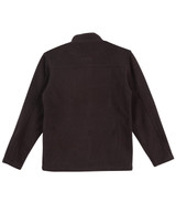 A brown polar fleece jacket featuring a full zip and long sleeves, with a collar and a logo.