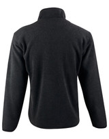 A black adult's half zip polar fleece pullover with a high collar and long sleeves, featuring a logo.