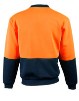A hi-vis two-tone safety windcheater in orange and navy, featuring a logo on the back.
