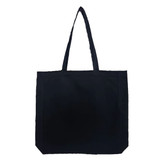 A tote bag in solid black with two shoulder handles and a simple design.