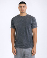 A grey Mineral Wash Adult T-Shirt displayed on a model, featuring a soft texture and classic fit.