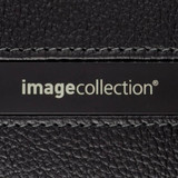 A black pad folio with textured material and a branded logo.