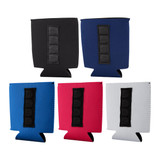 Magnetic stubby holders in black, navy, royal blue, red, and white, each featuring a black panel.