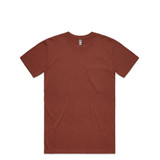 A marle tee in a rich rust colour with short sleeves and a crew neckline. The shirt features a logo.