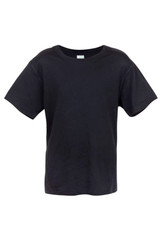 A black children's t-shirt from the Kids Heather Tees - Greatness Range, featuring a simple design and short sleeves. A black children's t-shirt from the Kids Heather Tees - Greatness Range, featuring a simple design and short sleeves.