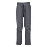 Grey MeshAir Pro Trousers with an elastic waistband and drawstring, featuring a logo on the side.