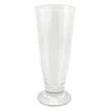 A clear, tall beer glass with a tapered design and a sturdy base.